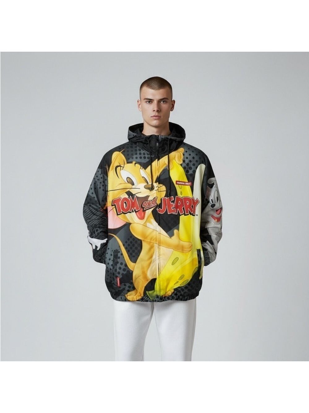 Members‎ Only Tom and Jerry Hooded Windbreaker Jacket Size M